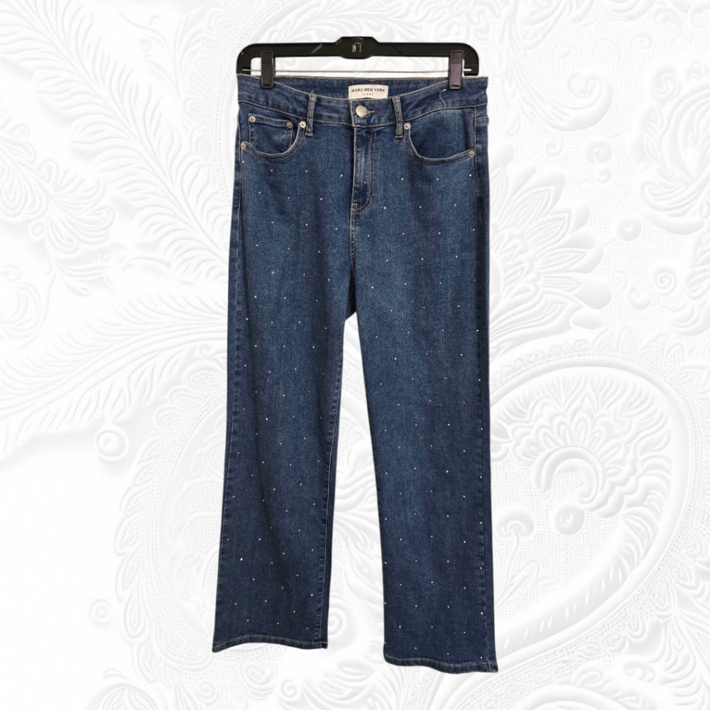 Marc New York High Rise Crystal Embelished Jeans